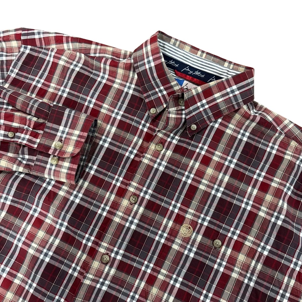 WRANGLER George Strait Mens XL Western Shirt Red Plaid Cowboy Cut Cotton